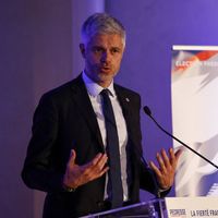 Laurent Wauquiez a pris la parole juste avant la candidate Les Républicains à l'élection présidentielle, Valérie Pécresse.