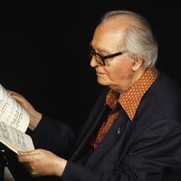 Olivier Messiaen, compositeur, organiste et pédagogue (Avignon, 10.XII.1908 – Clichy, 27.IV.1992)