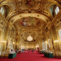 La salle des conférences du Sénat, en septembre 2001 au Palais du Luxembourg à Paris.