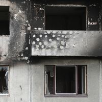 En visite à Borodianka le secrétaire général de l’ONU a évoqué les immeubles détruits par une guerre qui n'est "pas acceptable" au XXIème siècle