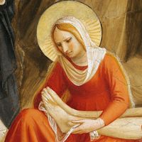 Détail d'une peinture de Fra Angelico au couvent San Marco à Florence montrant Marie-Madeleine