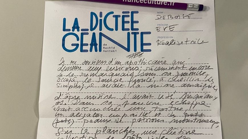 La dictée d'Eve Deboise, sur France-Culture, 30 avril 2022
