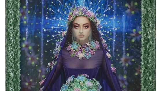 La Madone du Corona (Clara Benador), 2020 Ink-jet photograph printed on canvas and painted 151,5 x 116cm (framed) Unique - Photo/Copyright: Pierre et Gilles Courtesy of the artists and Galerie Templon