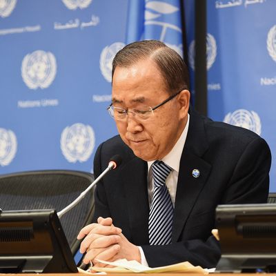 Ban Ki-Moon, secrétaire général de l'ONU, quelques jours après avoir présenté ses excuses au peuple haïtien, le 2 décembre 2016