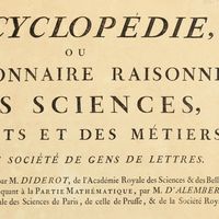 Première page : "Encyclopédie, ou dictionnaire raisonné des sciences, des arts et des métiers.