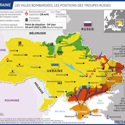 Les positions sur le terrain avant l'annonce de l'offensive russe sur le Donbass par le président ukrainien Volodymyr Zelensky