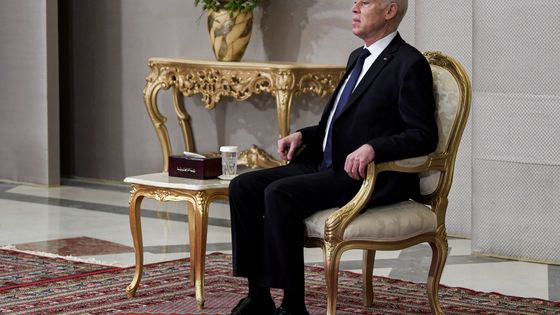 Le président Kaïs Saïed au palais présidentiel de Carthage ©AFP - FETHI BELAID