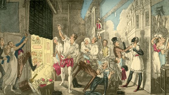Chaos dans les coulisses, gravure de Theodore Lane, 1825 ©Getty - Culture Club