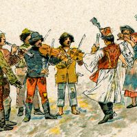 Illustration d'une danse de hussards hongrois