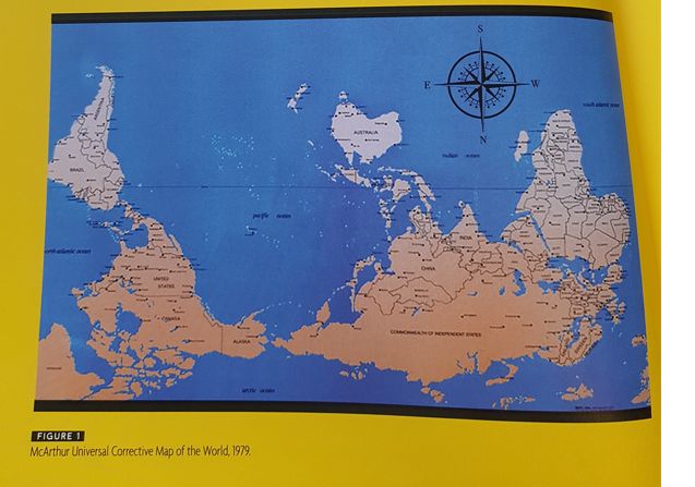McArthur Universal Corrective Map of the World (1979), tirée de l'ouvrage de Juliette Morel "les cartes en question"
