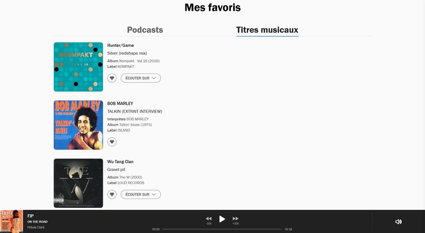 Favoris radiofrance.fr