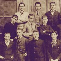 Proust et les élèves de sa classe au lycée Condorcet, 1888-1889, à gauche,détail de la photographie.