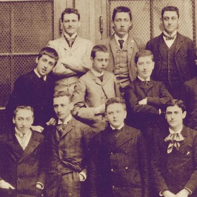 Proust et les élèves de sa classe au lycée Condorcet, 1888-1889, à gauche,détail de la photographie.