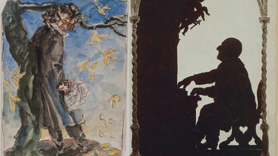 Beethoven illustré par Antoine Bourdelle et silhouette d'Anton Bruckner. - Fine Art Images/Heritage Images/DEA / A. DAGLI ORTI/De Agostini via Getty Images