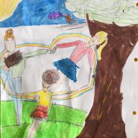 Voici à quoi ressemble le bonheur pour Rose-Elisabeth : son dessin s'appelle "L'amitié"