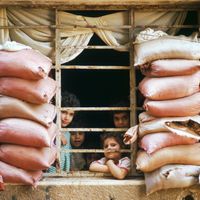 Enfants entre Beyrouth Est (chrétien) et Beyrouth Ouest (musulman).