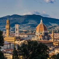 Le Palazzo Vecchio et la Cathédrale Santa Maria del Fiore (Sainte Marie de la Fleur) à Florence