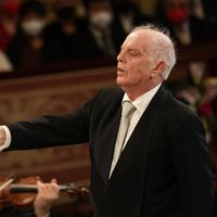 Barenboim le 1er janvier 2022 au concert du Nouvel An donné par l'Orchestre Philharmonique de Vienne