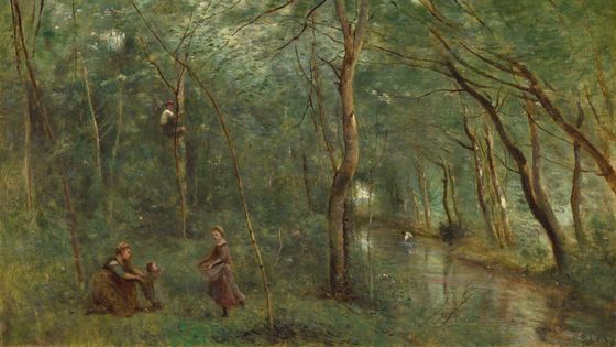 Scène forestière des "Ramasseurs d'Anguilles", par Jean-Baptiste Camille Corot, vers 1860 ©Getty - Heritage Images