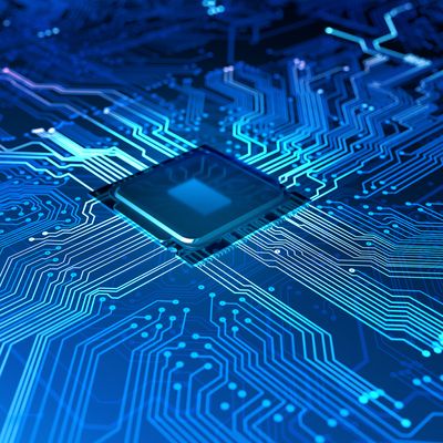 Semi-conducteur et circuit imprimé avec flux de données.
