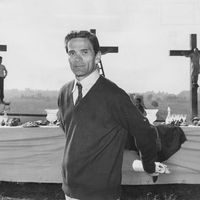 Portrait de l'écrivain, poète, journaliste, scénariste et réalisateur Pier Paolo Pasolini