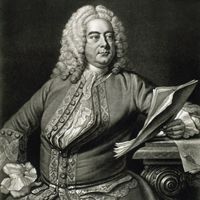 Gravure de George Frideric Handel (1685-1759), inspiré d'un tableau de 1749 de Thomas Hudson.