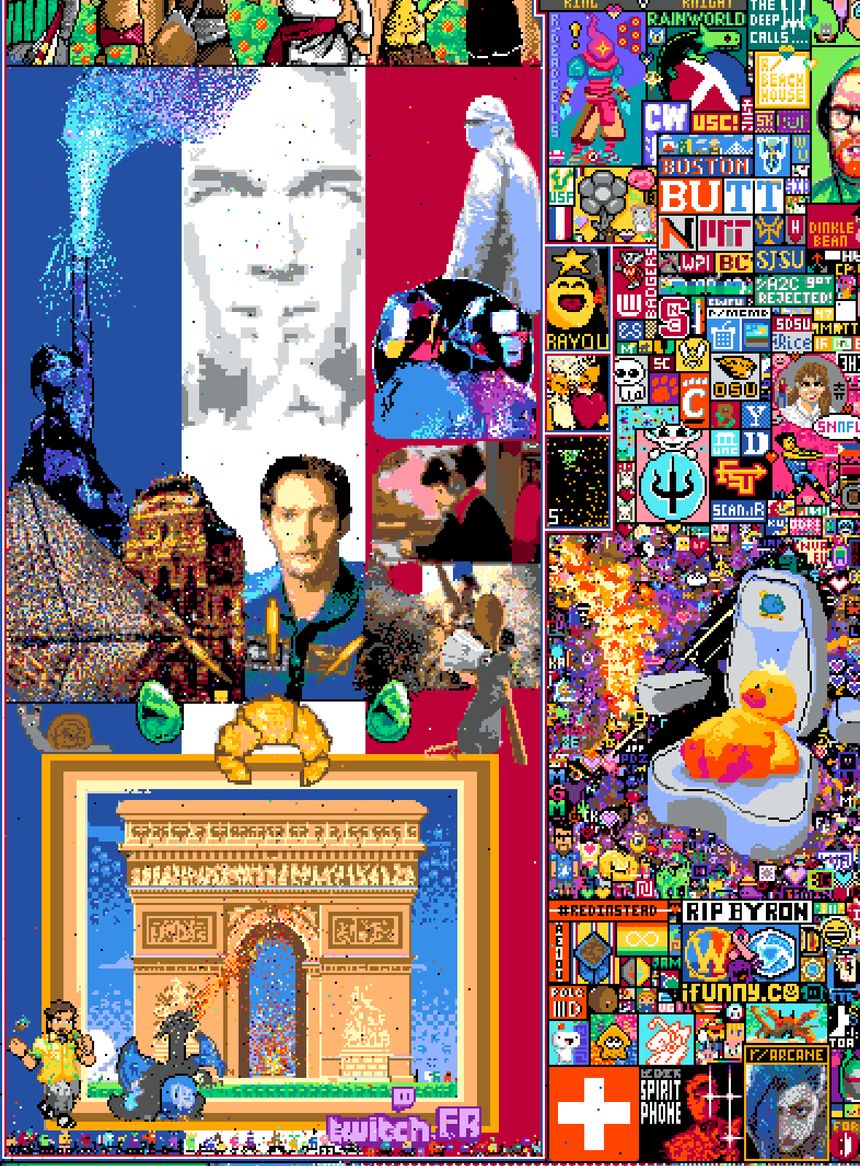 Le “quartier français” de la Pixel War, rassemblant Thomat Pesquet, Zinédine Zidane ou les Daft Punk.