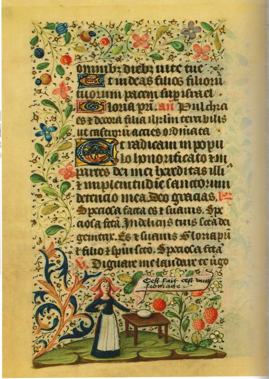 Le fromage dans des ouvrages du Livre d'Heures à proverbes (XVe siècle, Normandie / Enluminure dans le texte) : "c'est fait, c'est beau fromage"