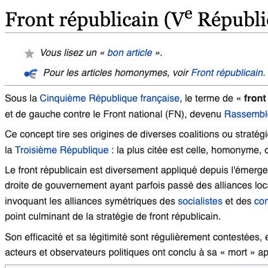 Définition du terme "Front républicain".
