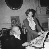 le philosophe François Châtelet et son épouse Noëlle Châtelet, écrivain en 1979.