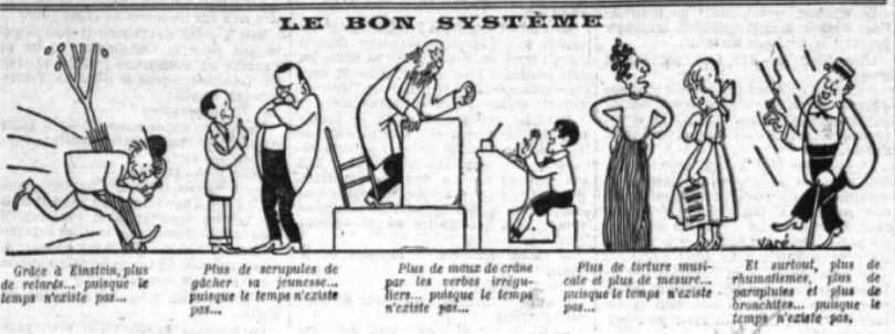 Dessin en une du Petit Parisien, daté du 1er avril 1922, s’amusant des conséquences de la relativité