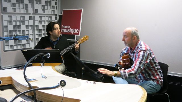 France Musique, studio 762 ... Sébastien Llinarès, guitariste, producteur & Frédéric Loiseau, guitariste, compositeur (g. à d.)