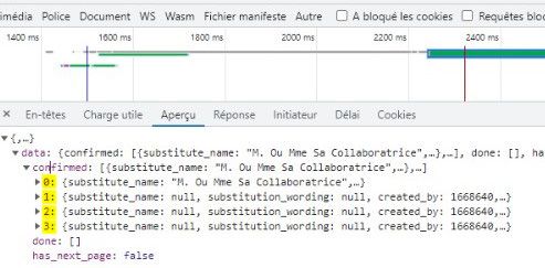 Capture d’écran de l’arborescence montrant les rendez-vous confirmés sur Doctolib.