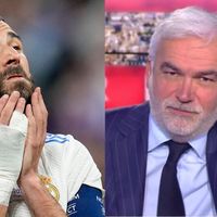 Karim Benzema lors de la finale de LDC 2022 (Alex Gottschalk) / Capture vidéo "L'heure de pros" de Pascal Praud (CNews)
