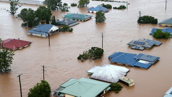 Fin février, la région de Lismore sur la côte Est de l'Australie a subi de terribles inondations avec des trombes d'eau pendant trois jours ©AFP - Bradley RICHARDSON / Australian Defence Force / AFP