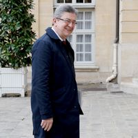 Jean-Luc Mélenchon dans la cour de l'hôtel de Matignon le 15 avril 2018