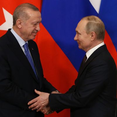Vladimir Poutine et Recep Tayyip Erdogan à Moscou le 5 mars 2020