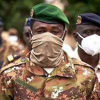 Le colonel Assimi Goïta, à Bamako, le 18 septembre 2020.