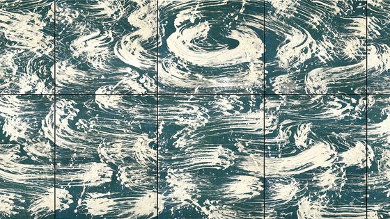 Jeux d’eau au jardin 2021 (détail), acrylique et technique mixte sur toile, 260 x 735 cm - Fabienne Verdier - Galerie Lelong _ Co