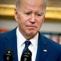 Joe Biden à la Maison Blanche le 24 mai 2022 après la fusillade dans une école élémentaire au Texas qui a tué 19 enfants et 2 adultes.