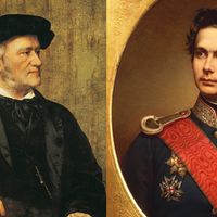 Richard Wagner par Giuseppe Tivoli et Louis II par Wilhelm Taubner