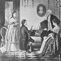 Le compositeur Ludwig Van Beethoven interprète un récital pour la famille Razumovsky, Vienne, Autriche, vers 1805.