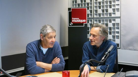 France Musique, studio 361 ... Philippe Albèra, fondateur des Éditions Contrechamps & Philippe Venturini, producteur de l'émission (g. à d.) ©Radio France - Annick Haumier / RF