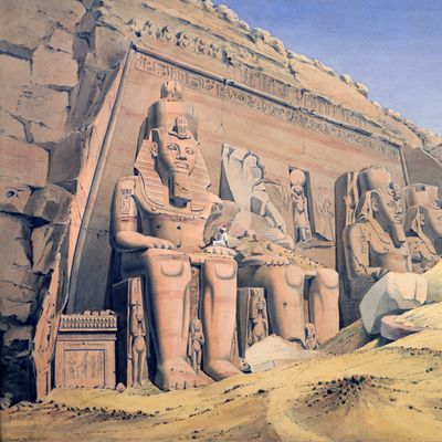 Le Grand Temple de Ramsès II, Abou Simbel, par Louis Maurice Adolphe Linant de Bellefonds, 1846. Crédits : Universal History Archive / Getty
