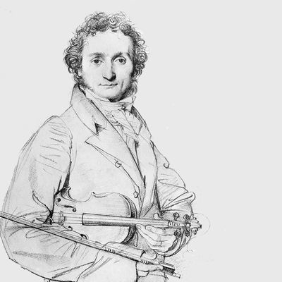 Niccolò Paganini, violoniste et compositeur (Gênes, 27 octobre 1782 - Nice, 27 mai 1840). Croquis par Ingres en 1819