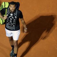 Le joueur de tennis Jo-Wilfried Tsonga au tournoi de Monte-Carlo lors du match contre le Croate Marin Cilic, à Monaco le 11 avril 2022.
