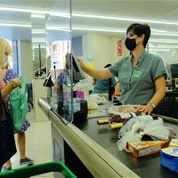 Mesures de protection dans un supermarché (photo d'illustration)
