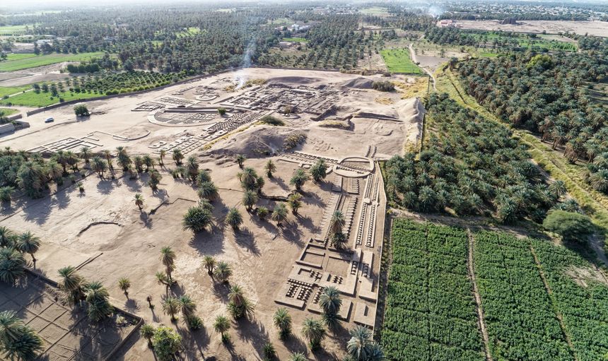 Vue aérienne de l'ensemble du site de Doukki Gel au nord du Soudan
