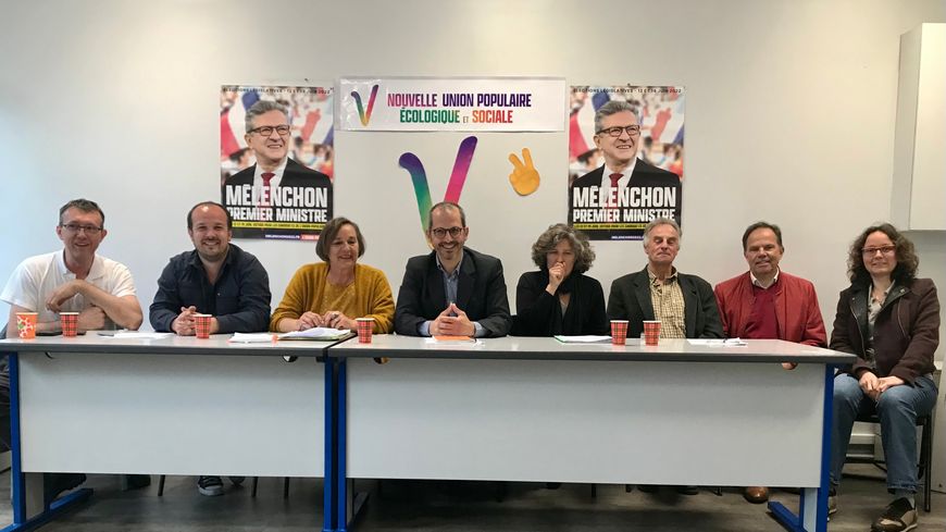 Les composantes de la Nupes autour du candidat EELV Jean-Pierre Moussally.