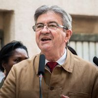 Jean-Luc Mélenchon, le leader de la France insoumise, lors d'un déplacement à Marseille, le 5 mai 2022.